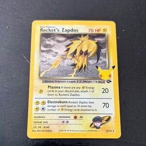 Pokemon Rocket's Zapdos Trading Card celebrations